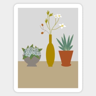 Potted Plants and a Vase Still Life Sticker